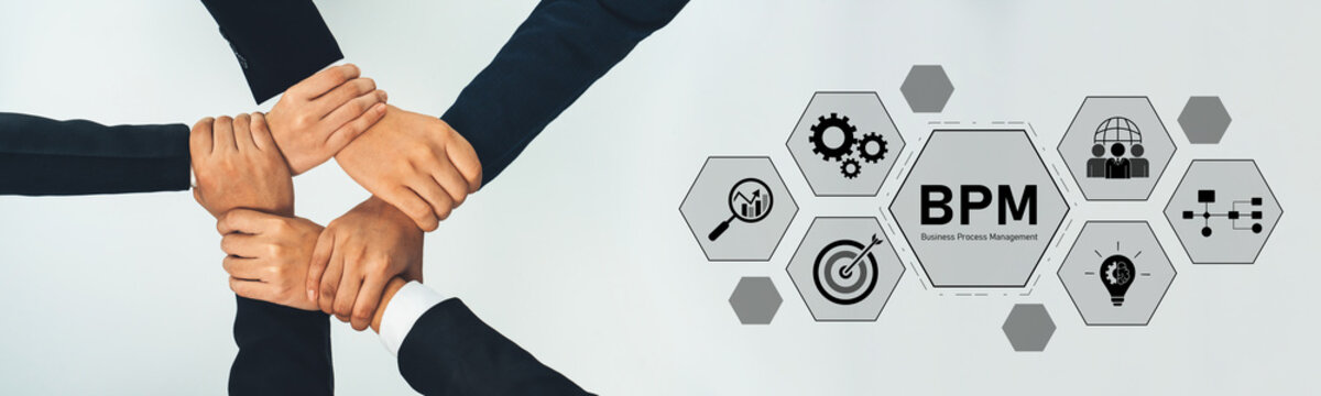 A visually striking image of diverse hands coming together, symbolizing effective teamwork and collaboration for enhanced business process management in a modern environment. Trope
