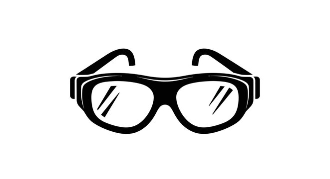 Black glasses icon with white background with simple black pair glasses illustration spectacles minimalist accessory eyewear graphic vision with optics