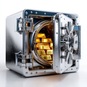 Safe with gold bars open, showing gold inside