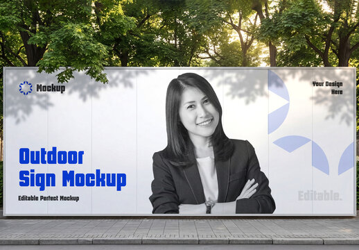 Outdoor Street Sign Billboard Mockup