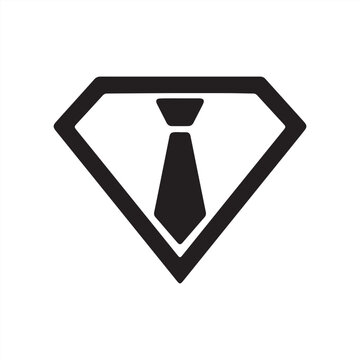 Silhouette superhero identity business tie within diamond shield vector illustration