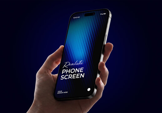 Hand Holding Smartphone Screen Mockup
