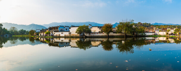 Naklejka premium Autumn Colors of Hongcun and Tachuan Villages near Huangshan, Anhui, China
