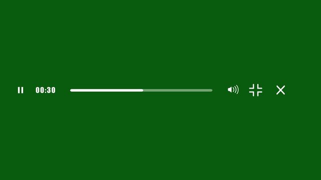 Modern Minimalist Light Purple Media Player User Interface Control Bar Design Featuring Black Icons For Pause Progress Volume Fullscreen And Close Functions Designed For Web App Multimedia Streaming