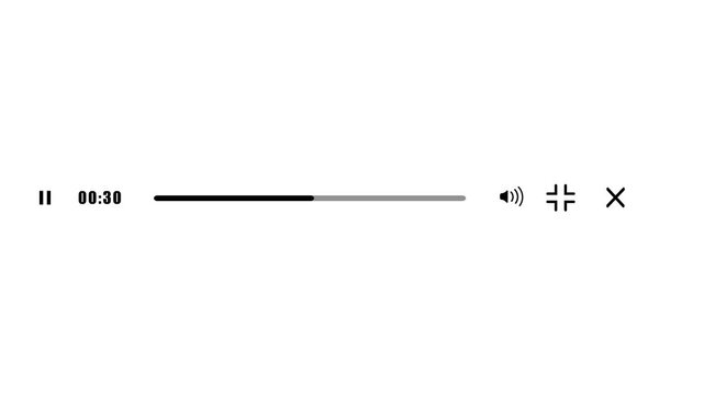 Modern Minimalist Light Purple Media Player User Interface Control Bar Design Featuring Black Icons For Pause Progress Volume Fullscreen And Close Functions Designed For Web App Multimedia Streaming