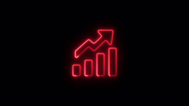  NEON line Creative Graph hand up arrow chart growing up. Business growth arrow and graph chart, Business line arrow, improvement, business strategy, arrow rising up. animation