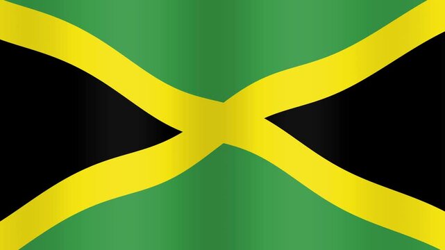 Waving Jamaica Flag Background Loop with Realistic Fabric Texture