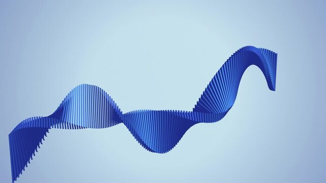 A twisted blue ribbon wave rotates in a seamless loop