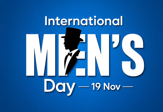 Celebrate international mens day with stylish design featuring a man in tuxedo silhouette and date
