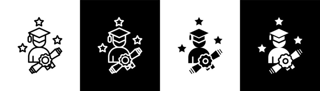Cum Laude white and black icon set design