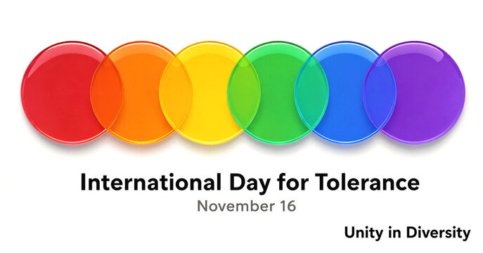 Colorful rainbow circles celebrating international day for tolerance and unity in diversity event