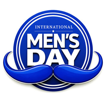 Creative international mens day logo design with stylish mustache and modern typography