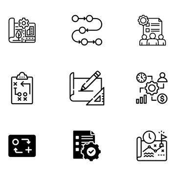 Modern Agent Planning Workflow Vector Icons for Autonomous AI Task Coordination.