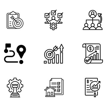 Modern Agent Planning Workflow Vector Icons for Autonomous AI Task Coordination.