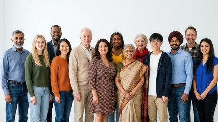 Fototapeta premium Group photo of a diverse team of people smiling together.
