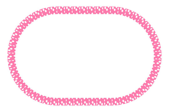 Abstract oval frame with pink geometric pattern isolated on dark background