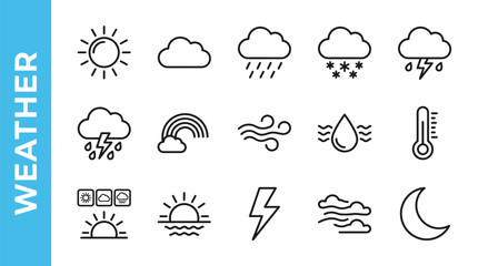 Obraz premium Weather icons depict climate patterns.