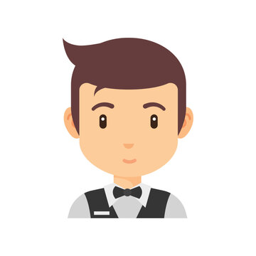 Young Waiter Avatar Flat Icon