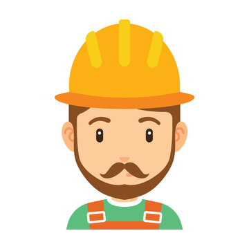 Contractor Man Avatar Flat Icon