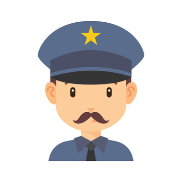 Police With Mustache Avatar Flat Icon