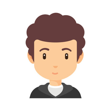 Man With Hoodie and Curly Hair Avatar Flat Icon