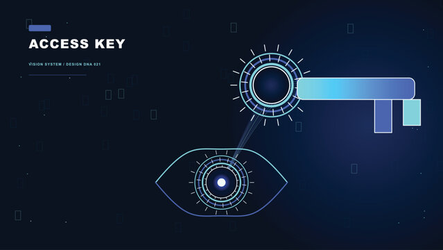 Digital access key concept with biometric eye scanner interface