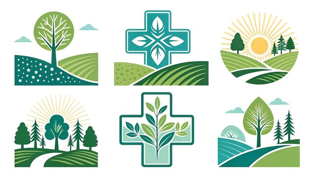 Professional nature and medical vector icons. Eco friendly symbols for sustainable design.