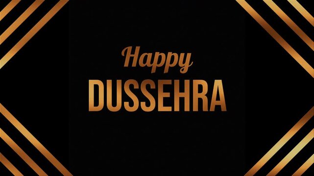 Golden text reads "Happy Dussehra" on black background