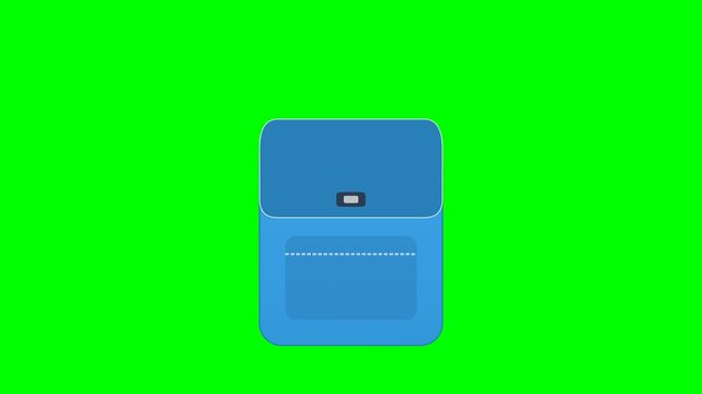 Blue backpack on a green screen background.