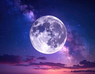 Naklejka premium A vibrant and colorful depiction of the moon and stars in the night sky.