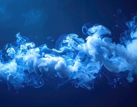 Abstract blue smoke wisps against a dark background.