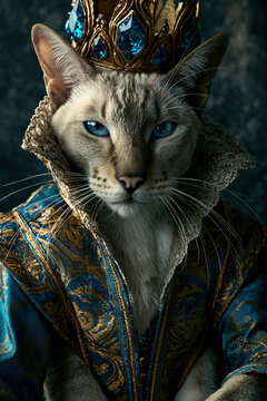 Royal cat blue eye crown costume fantasy portrait animal jewel luxury fur regal cat blue eye crown costume fantasy portrait animal with jewel luxury fur sitting confident like monarch dramatic