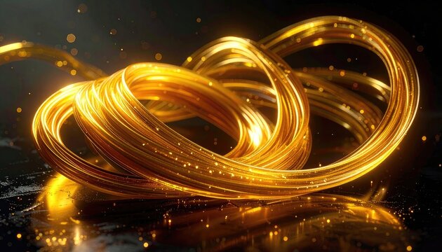 A luxurious entanglement of golden threads shimmers with ethereal light.