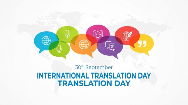 International translation day colorful speech bubbles illustration