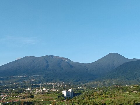 mount Gede and Pangrango, West Java, Indonesia landscape with blue sky