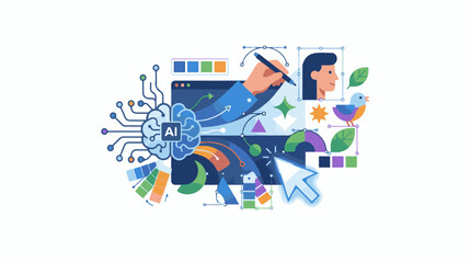 Obraz premium AI technology enhancing creative design and digital art workflows