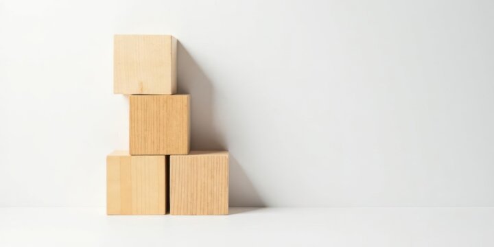 Unstacked wooden blocks against a plain white backdrop, showcasing simple elegance and minimalist design for various applications