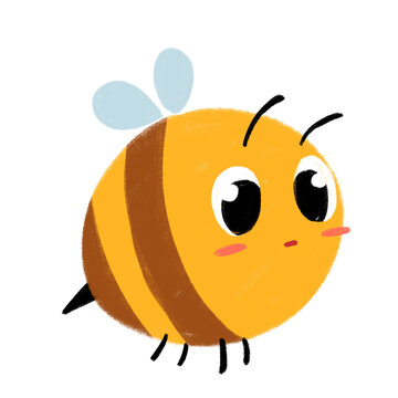 Cute bee cartoon character, isolated background, cute insect illustration for kids educational material and design element