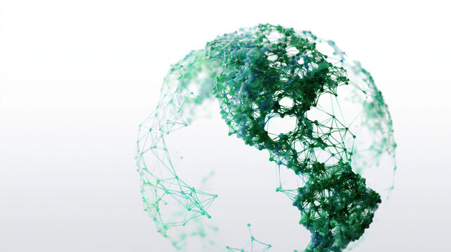 Net zero transition in climate tech shows sustainable urban scenery with AI connecting green earth and digital future in harmony for better world