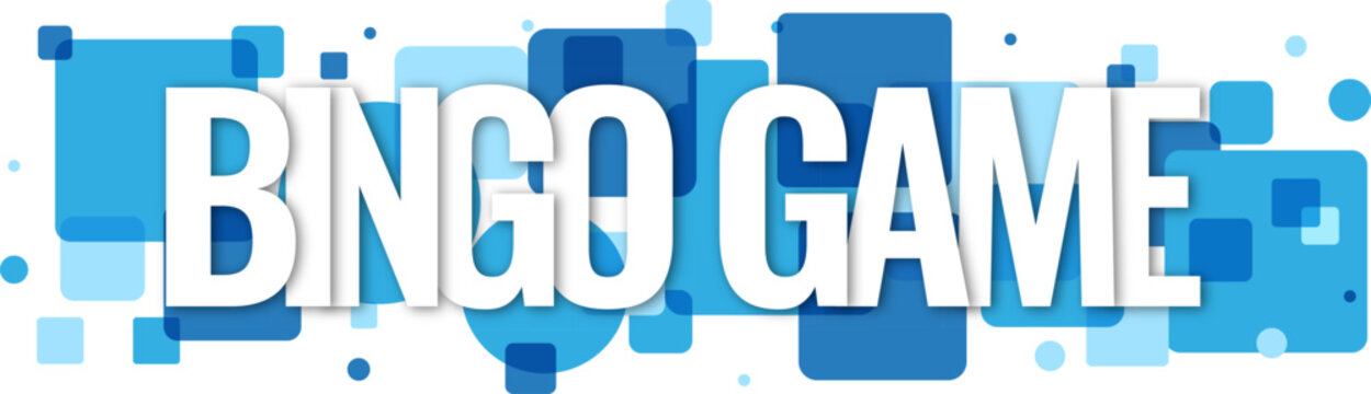 Bingo Game concept displayed with bold white letters on a blue squares decorative banner