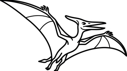 Pterodactyl line art drawing isolated on white background. © ombg