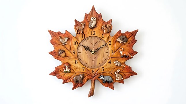 Autumn Leaf Clock with Woodland Animals for Education or Nursery Decor