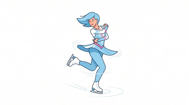 Elegant Female Ice Skater Vector Illustration