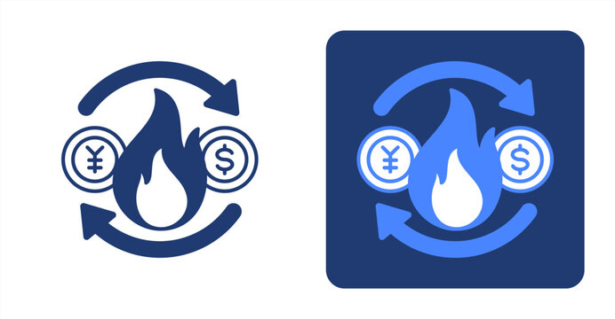 Currency Devaluation icon, with contrast background.