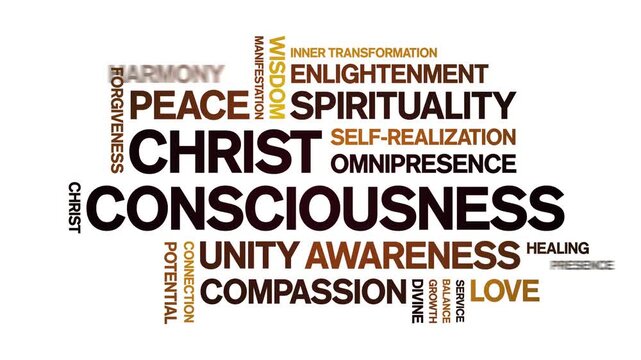 Christ Consciousness animated word cloud-text design animation tag kinetic typography seamless loop.