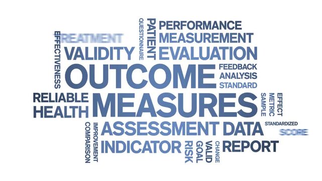 Outcome Measures animated word cloud-text design animation tag kinetic typography seamless loop.