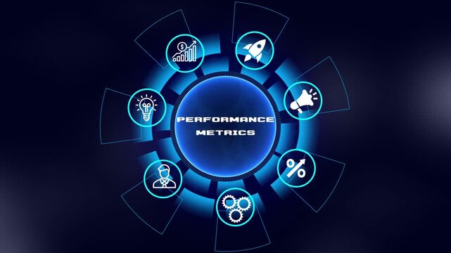 Performance metrics video animation for business KPI tracking data analytics corporate evaluation and key result reporting