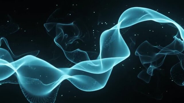 Dynamic Cyan Ether Energy Flow with Glowing Light Dust Particles