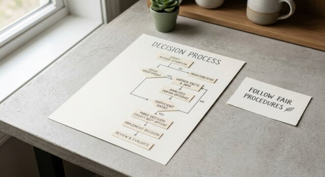 Decision Process Flowchart Document on a Tabletop