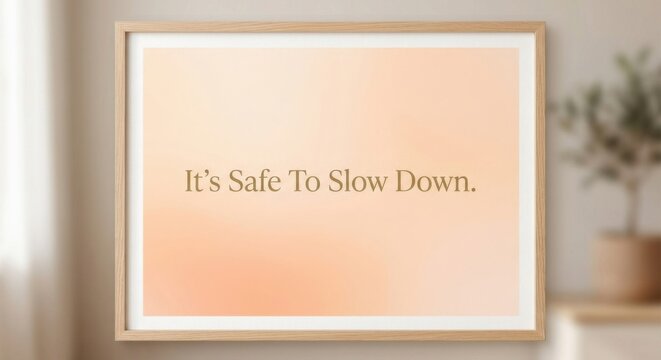 Elegant Peach Gradient With Inspirational Typography: It's Safe To Slow Down